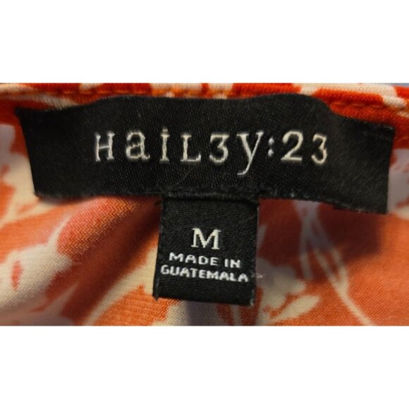 HAIL3Y:23 Faux Wrap Red Dress with White Leaf Pattern Women's Size Medium - Picture 5 of 5